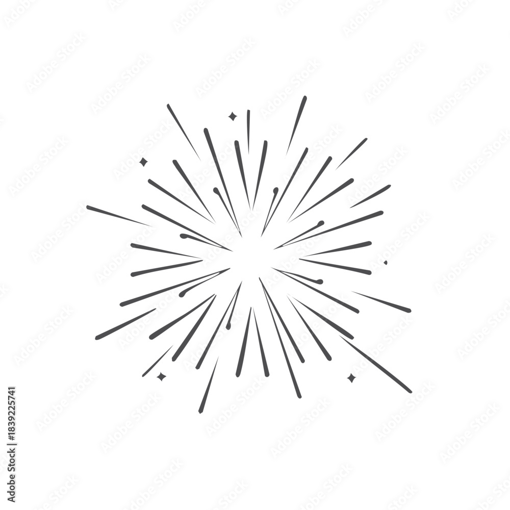 Fototapeta premium Bursting Star Rays Decorative Sunburst Outward Lines Explosion Effect Element