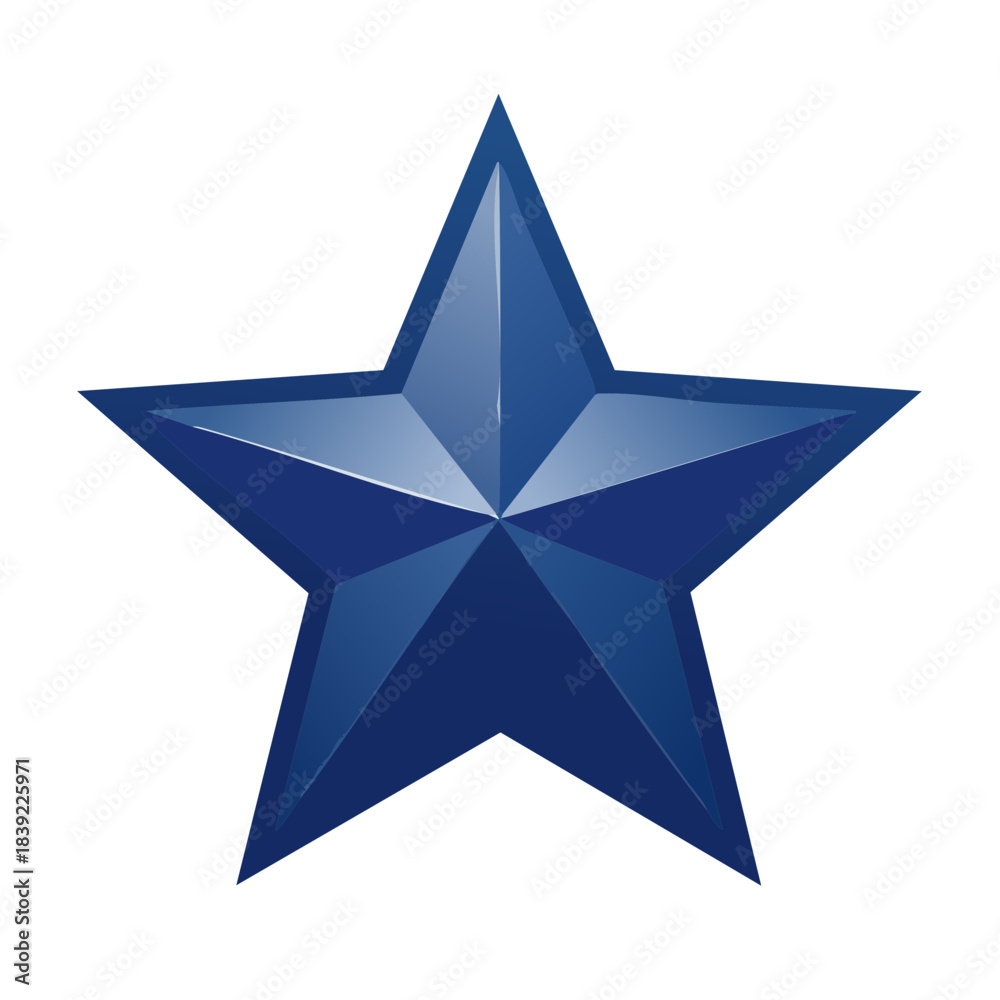 Obraz premium A Single Isolated Five Pointed Star in Patriotic Deep Blue with Shine and Light