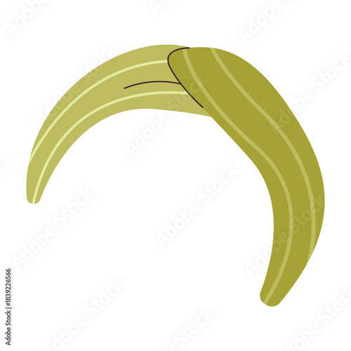 Cosmetic green headband with a thin stripes.. Vector illustration for skincare routines, facial treatments, beauty salons, home spa care, makeup, tutorials.  Isolated on white background.