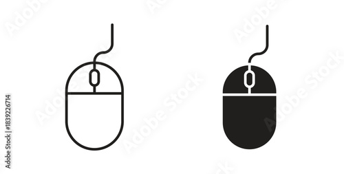 Mouse icons in line designs. solid silhouette style in black