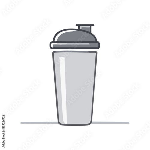 Grey Protein Shaker Bottle Fitness Gym Accessory Equipment Drink Container Illustration