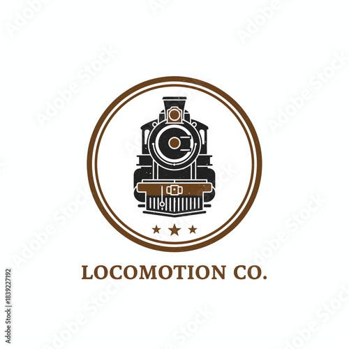 Vintage Steam Train Locomotive Logo Design