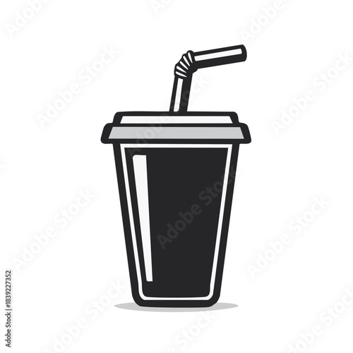 Monochrome Vector Illustration of a Soda Cup with Straw Simple drink icon