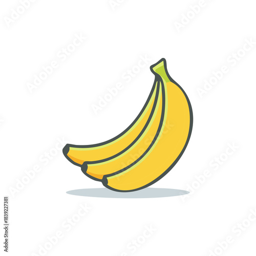 Illustrated bunch of ripe yellow bananas, isolated. Healthy food and fruit concept with cartoon style.
