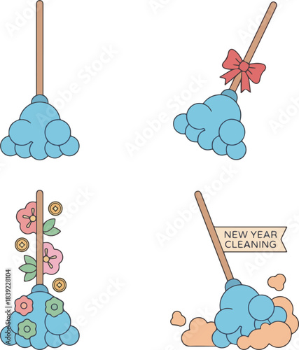 Festive New Year Cleaning Mops