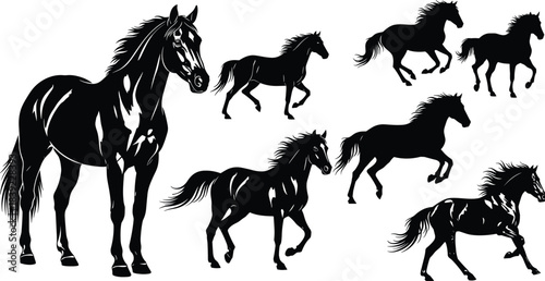 Intimate couple kissing and hugging silhouettes vector set, man and woman embracing passionately, showing love and affection, flat black icon.