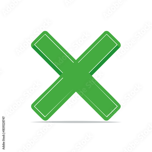 Green Cross Symbol Shape X Indicates Rejection Negation Or Incorrect Option