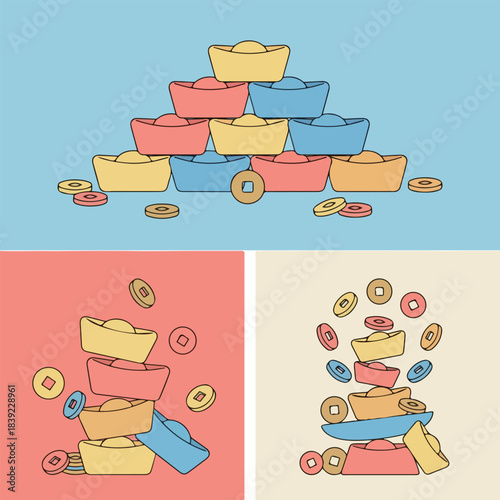 Chinese Gold Ingots and Coins