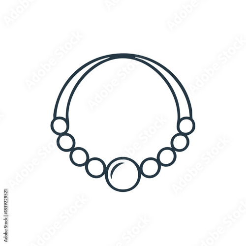Elegant String of Pearls Outline Illustration Style Necklace for Accessories Designs