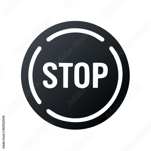Round Stop Sign Icon Warning Signal Indicating Halt and Caution
