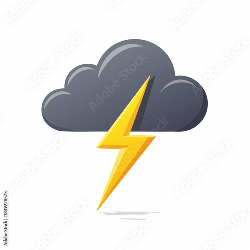 Vivid weather icon illustrating a dark, ominous cloud with a bright yellow lightning strike, symbolizing severe atmospheric conditions, thunderstorms, or raw electrical power