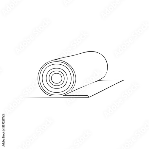 Outline illustration of rolled yoga mat on white background