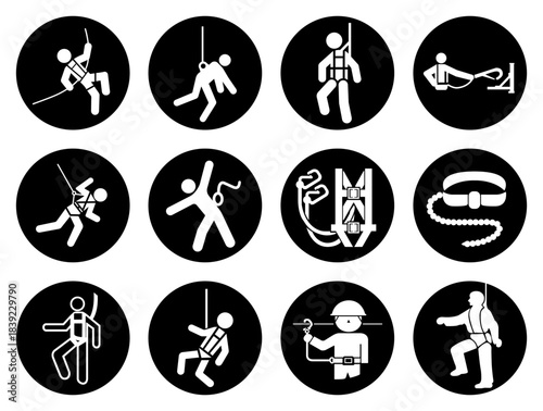 Safety Harness Set Symbol Sign,Vector Illustration, Isolated On White Background Label.EPS10