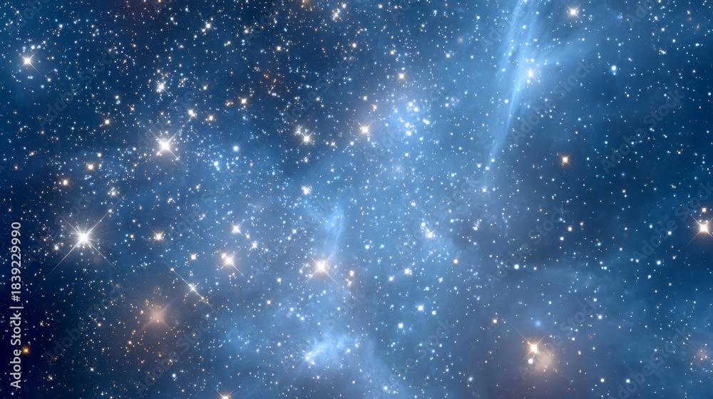 Obraz premium Cosmic Brilliance: A mesmerizing display of celestial wonders fills the canvas, with shimmering stars and ethereal nebulae dancing across the deep expanse of space. 