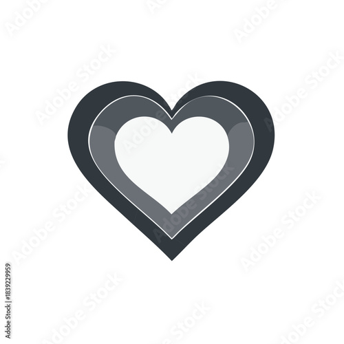 Three nested hearts in shades of gray, love, wedding, valentines, heart, love, affection