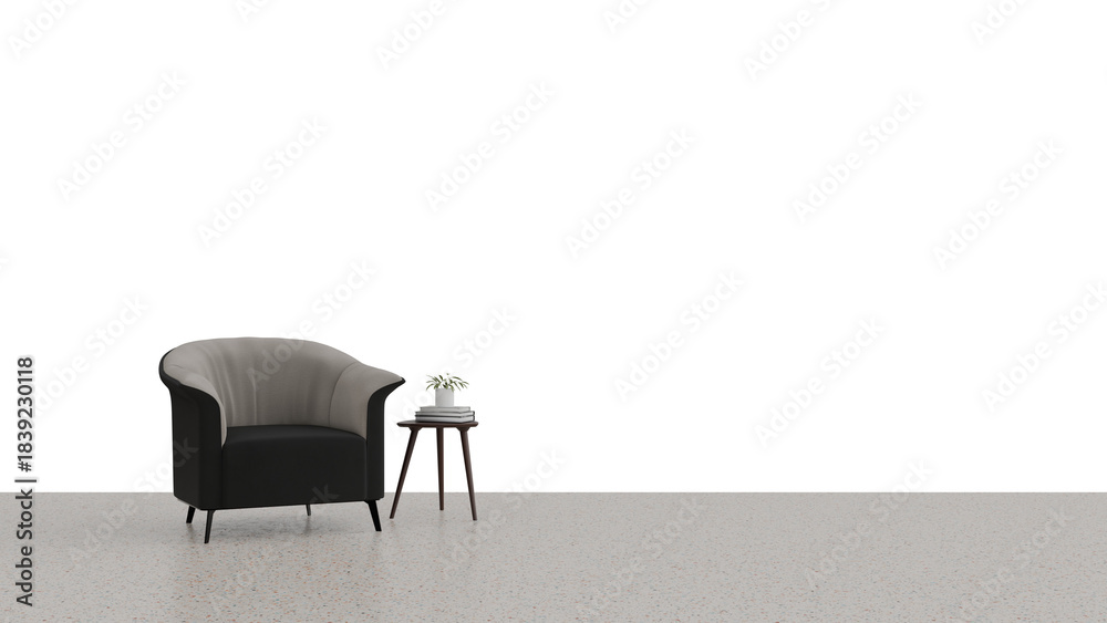 Fototapeta premium 3D Render a chair and a table in a room