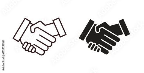 Partner icons in line designs. solid silhouette style in black