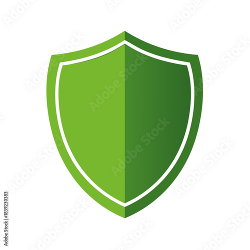 Green Shield Protection Symbol Icon for Security, Safety and Privacy Concepts with White Border Illustration, Isolated