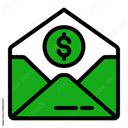 Business Money Deposit Envelope Icon from Curriculum Vitae Icon Collection (Outline Color Lineal style)