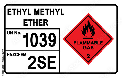 Ethyl Methyl Ether UN 1039 Symbol Sign, Vector Illustration, Isolate On White Background, Label.EPS10