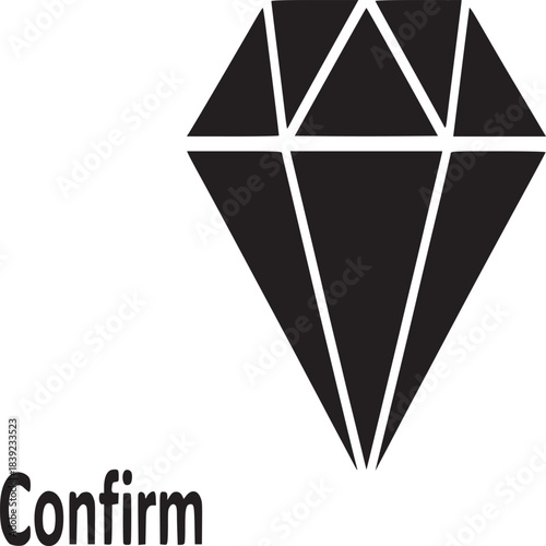 A minimalist black diamond icon with geometric facets on a gradient gray and white background