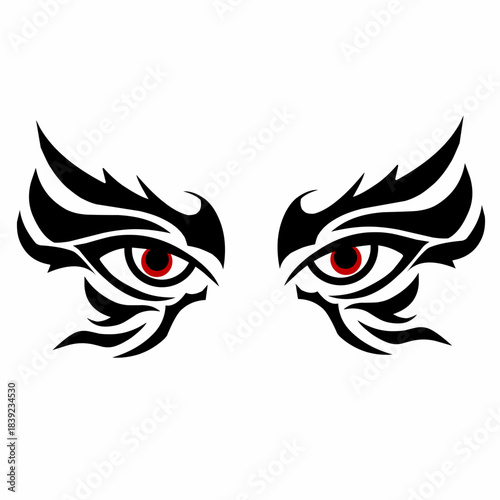 Tribal Eyes Illustration Fierce Red-Eyed Vector Design