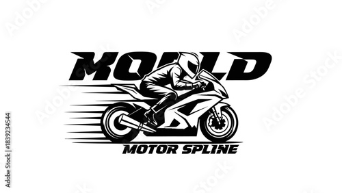 Dynamic black and white illustration of a motorcycle racer in action, with the word "KOALD" above and "MOTOR SPLINE" below.