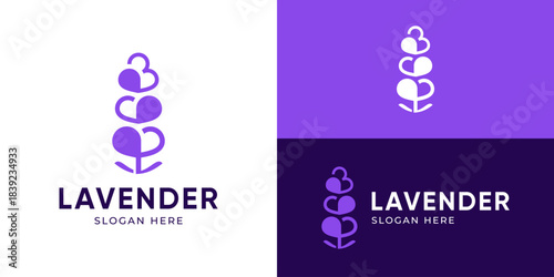Creative simple lavender logo template. Lavender beauty logo design vector illustration.