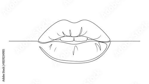 Continuous line drawing of closed human lips, minimalist and elegant design.