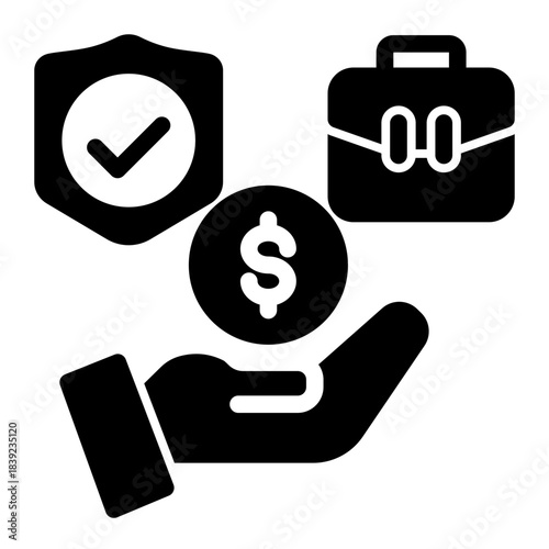 Employee Benefits Salary Insurance Icon from Curriculum Vitae Icon Collection (Glyph style)