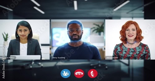 Virtual Team Meeting with Diverse Professionals Engaged