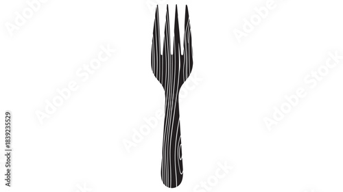 A detailed black and white illustration of a trident with three prongs, a long handle, and a decorative shaft, isolated on white background