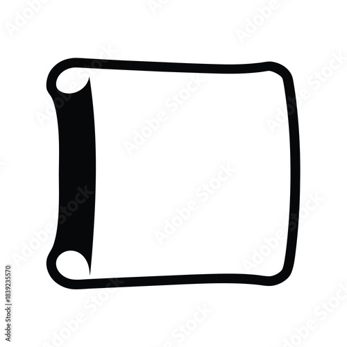 Simple blueprint outline of a blank scroll or parchment document icon