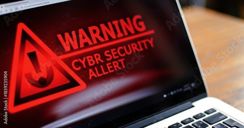 Warning message displayed on laptop screen alerting users