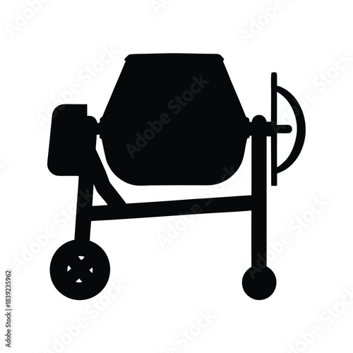 Silhouette of a concrete mixer machine for construction projects