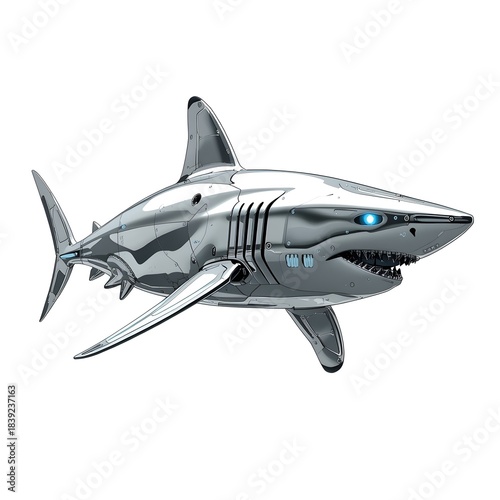 Futuristic Robotic Shark Side View