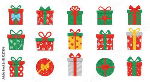 Festive Christmas Gift Boxes with Ribbons and Bows, Perfect for Holiday Season Decorations and Celebrations