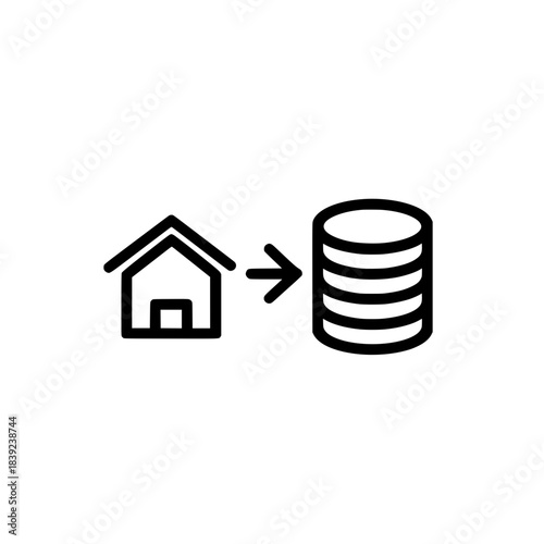 Vector design of coin inside house icon symbolizing real estate savings and domestic financial management themes