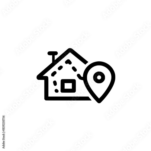 House icon with location pin symbol vector illustration representing home address and navigation concept