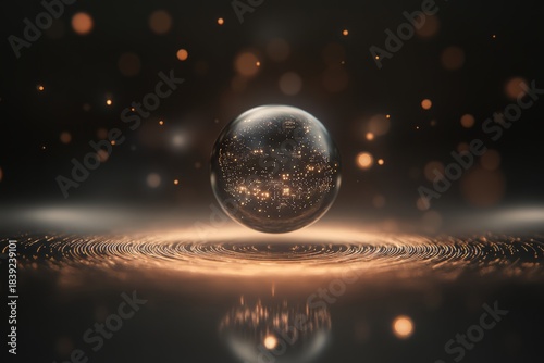 Sphere with light reflection showing intricate details and textures on its surface