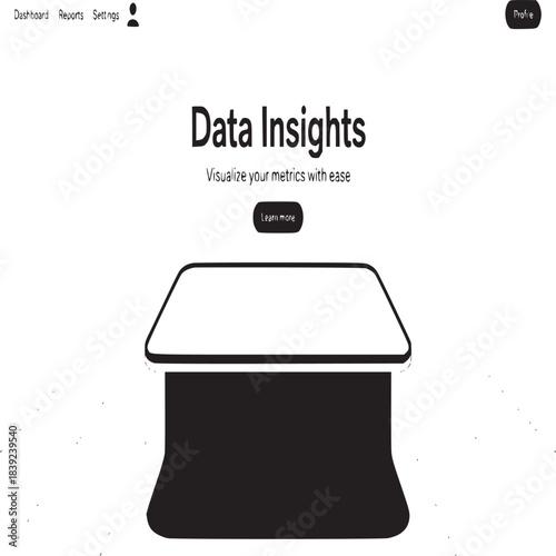 Data insights interface with a learn more button and profile option on a grid patterned background