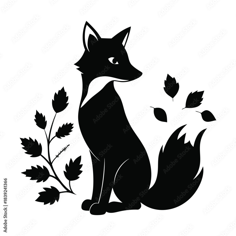 Obraz premium Fox Forest Leaves Scene