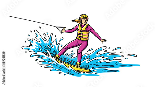 Dynamic wakeboarding adventure: vivid colors and splashing water effects in action