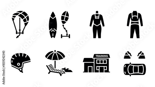Outdoor adventure and training icons set