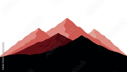 Abstract geometric red mountains on white background