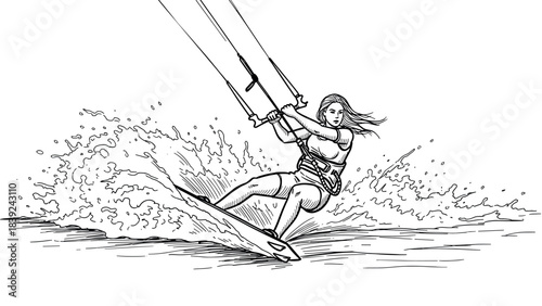 Exciting kiteboarding adventure showcasing dynamic waves and action-packed sport