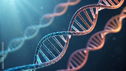 A close-up of a DNA double helix, showcasing intricate details and vibrant colors against a dark background, representing the essence of genetic information.