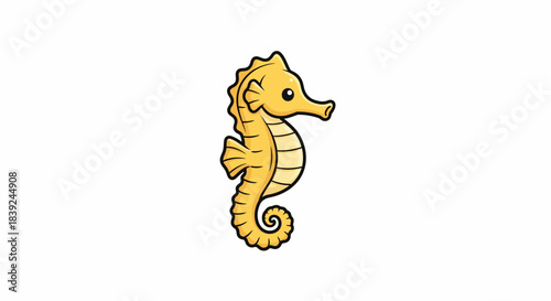 Cute Cartoon Seahorse Illustration on a White Background.