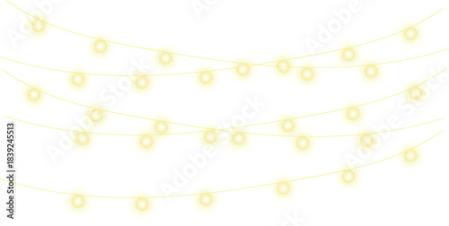Png christmas lights on a transparent background. Christmas light PNG. Set of Christmas glowing garlands. For advertising invitations, web banners, postcards. Vector. Christmas decoration, LED 