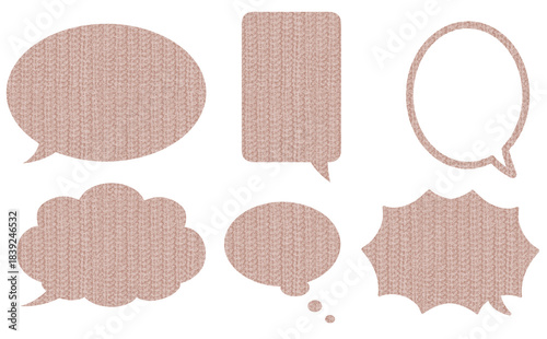 ピンクのニットテクスチャのフキダシセット